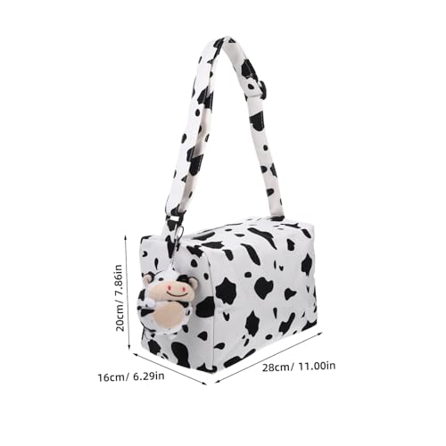 Healvian Modische Damen One Shoulder Umhängetasche mit Kuh Anhänger Praktische Crossbody Bag Mittlere Kapazität für Alltag Shopping Reisen Tierisches Design Komfortabel und Sicher von Healvian