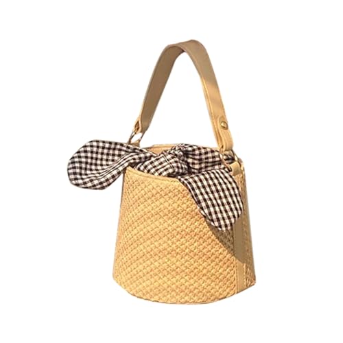 Healvian Modische Geflochtene Schultertasche Damen mit Großer Kapazität Langlebig und Vielseitig für Strand Shopping Reisen Stilvolle Umhängetasche mit Schleifen Design für Sommerurlaub von Healvian