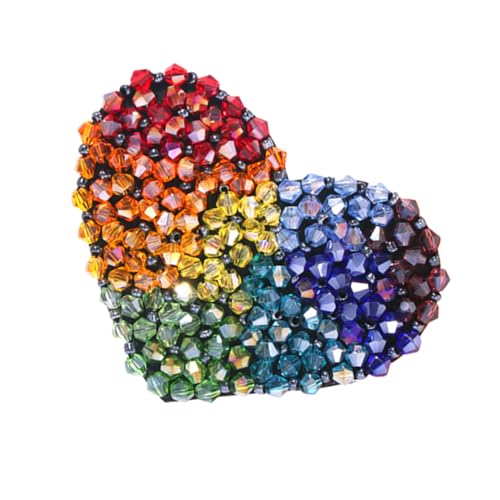 Healvian Herz Haarspange Mit Bunten Perlen Legierung Druckknopf Bunte Kristallperlen Für Mädchen Seitliche Haarspangen Rutschfeste Haarklammern von Healvian