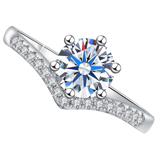 Healvian Moissanit Verlobungsring für Damen Zirkonring mit Kronendesign Eleganter Schmuck für Hochzeit Jahrestag Valentinstag Damenring von Healvian