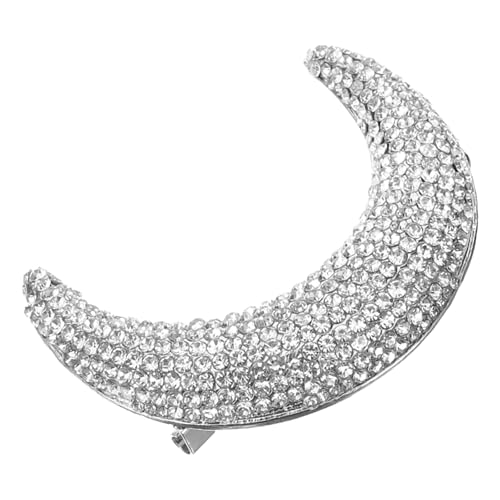 Healvian Mondbrosche mit Strass Silberfarbene Anstecknadel für Kleidung und Rucksack Mond Form Vielseitige Damen Brosche Schutz vor Verrutschen Geschenkidee für Alltag und Besondere von Healvian
