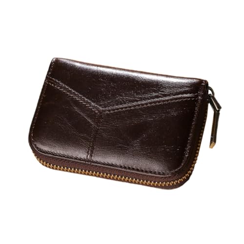 Healvian Multifunktionale Kartenbörse mit Reißverschluss Unisex Portemonnaie für Bargeld Kreditkarten und Kleingeld Kompakte Braune Geldtasche für Alltag und von Healvian