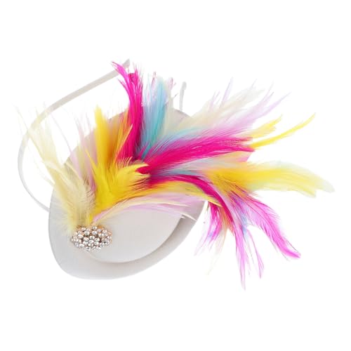 Healvian Multifunktionaler Fascinator Mini Hut Weiß mit Federn Haarclip und Haarreif Braut Haaraccessoire für Hochzeit Party Festival und Fotoshooting Leicht und für Damen Healvian Multifunktionaler Fascinator Mini Hut Weiß mit Federn Haarclip und Haarreif Braut Haaraccessoire für Hochzeit Party Festival und Fotoshooting Leicht und für Damen von Healvian
