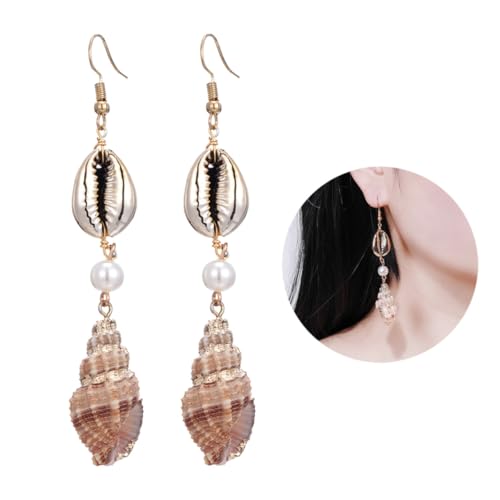 Healvian Muschelohrringe Meeresschnecke Hängend Exquisiter Schmuck Ohrhänger Damen Eleganter Statement Ohrring für Alltag Party Reise von Healvian