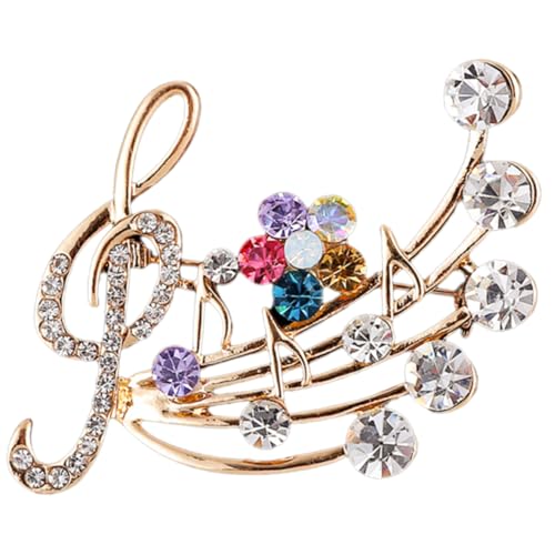 Healvian Musikalische Noten Brosche Damen Strass Schmuck Anstecknadel für Pullover Mantel Party Geschenk Hochwertiger Legierungsstoff Goldfarben von Healvian