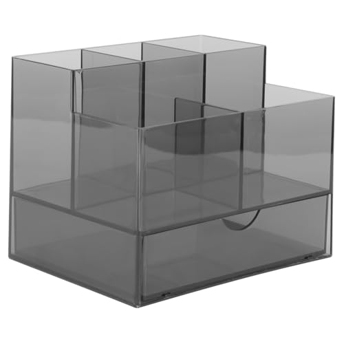 Healvian Nagelkunst Aufbewahrungsbox mit Fächern und Kompakter Maniküre Organizer für Pinsel und Stifte Leichtes Sicheres in Transparentem Schwarz Platzsparend für Nail Art Zubehör von Healvian