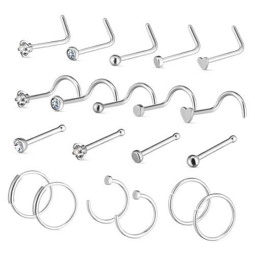 Healvian Nasenringe Teilig Edelstahl Nasenpiercing Schmuck Hoops und Stecker Damen Elegant Poliert Komfortabel Vielseitig für Alltag und Anlass Healvian Nasenringe Teilig Edelstahl Nasenpiercing Schmuck Hoops und Stecker Damen Elegant Poliert Komfortabel Vielseitig für Alltag und Anlass von Healvian
