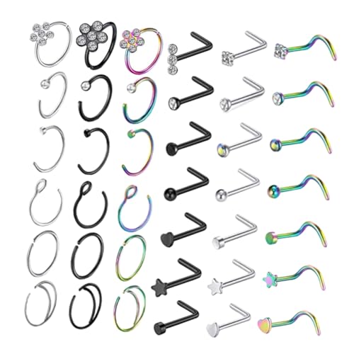 Healvian Nasenringe Teilig Nasenpiercing Schmuck Damen Herren Einfache Öffnung Hautfreundlich Elegantes Körperpiercing für Alltag und Party Healvian Nasenringe Teilig Nasenpiercing Schmuck Damen Herren Einfache Öffnung Hautfreundlich Elegantes Körperpiercing für Alltag und Party von Healvian