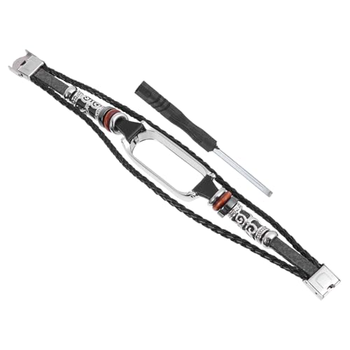 Healvian National Style Beaded Metallarmband Ersatzband für Retro DIY Ethno Armband in Schwarz mit Silberfassung Langlebiges Zubehör für Smartwatch Modisches von Healvian