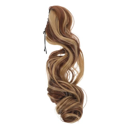Healvian Natürlich Aussehende Synthetische Pferdeschwanzverlängerung Langer Gewellter Clip Zopf für Frauen Leichter Brauner Welliger Haarteil Voluminöse Curl Ponytail Extension Einfach von Healvian
