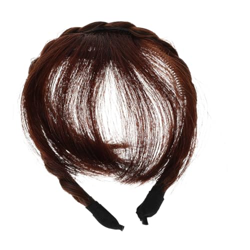 Healvian Natürlich Aussehendes Haarband mit Geflochtenem Stirnfransen-design Synthetisches Haarteil mit Integriertem Stirnband Leichter Weicher Haarschmuck für Damen und Mädchen Hellbraun von Healvian