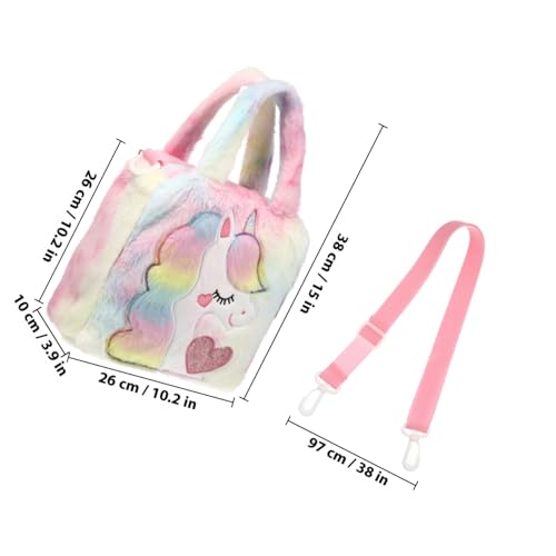 Healvian Niedliche Einhorn Umhängetasche für Verstellbarem Riemen Praktischem Reißverschluss Weichem Material als Schul Reisetasche für Mädchen Bunte Cartoon schultertasche von Healvian