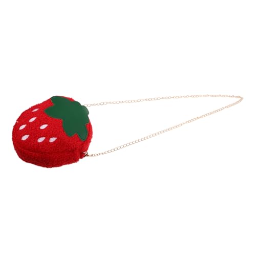 Healvian Niedliche Umhängetasche Plüsch Erdbeer Design Weiche Schultertasche für Mädchen und Kleinkinder Stylische Crossbody Geldbörse als Münzbeutel und Alltagstasche Rote Kindertasche von Healvian
