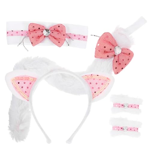 Healvian Niedliches Teiliges Fuchs Cosplay Set mit Weichem Bestehend Tierohren Haarreif Fliege und Gesicht Waschbändern Leichtes Kostümzubehör für Tierpartys und Rollenspiele von Healvian
