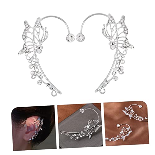 Healvian Non Piercing Ohrclip Silber mit Strass Ohrhänger Ohrklemme Hautfreundlich Langlebig für Damen Modisch und Elegant von Healvian