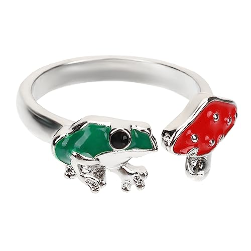 Healvian Öffnungsanpassungsring Pilzring süße Ringe für Frauen Froschpilzschmuck Ringe für jugendliche Mädchen Ästhetik verstellbare Ringe für Damen Frosch- und Pilzschmuck Legierung von Healvian