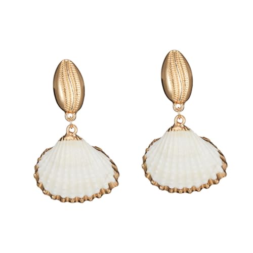 Healvian Ocean Design Ohrstecker Legierung Natürliche Meeresschale Leichtes Langlebiges Schmuck Accessoire für Damen und Mädchen Modischer Ohrschmuck von Healvian