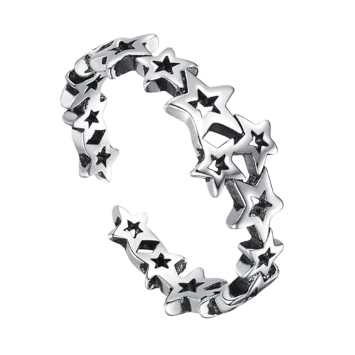 Healvian Offener Five Pointed Star Ring für Mädchen Verstellbarer Modischer Schmuck Universeller Fingerschmuck für Alltag Party und Festivalgeschenk von Healvian