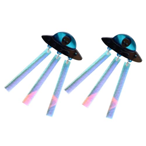 Healvian Ohrhänger Ufo Design Bunte Dangle Ohrringe für Damen Leichtes Hautfreundliches Material Raumschiff Ohrdekoration Accessoire für Alltag und Party von Healvian