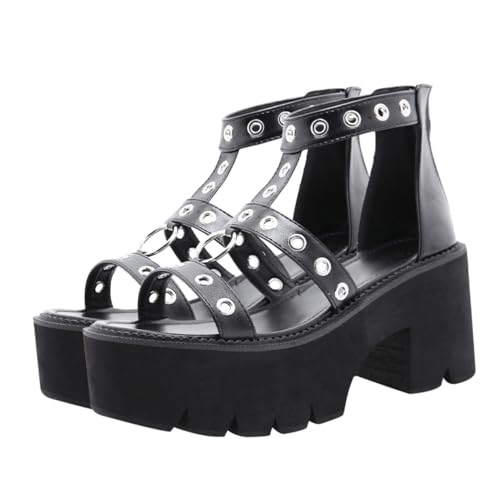 Healvian Open Toed Damen Sandalen mit Hohem Absatz Sommer High Heels für Frauen Atmungsaktiv Rutschfeste Sohle PU und Kunstleder Bequeme Plateau Sandaletten für Alltag und Festliche Anlässe von Healvian