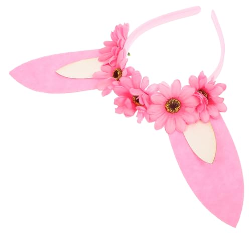 Healvian Osterhasen Haarreif mit Zarten Blumen Süßes Hasenohren Stirnband für Cosplay Accessoire für Osterkostüm Party und Fotorequisiten von Healvian