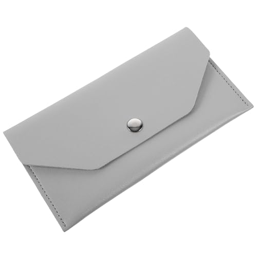 Healvian PU Geldbörse Damen Langes Design Leichtes Portemonnaie mit Großem Fassungsvermögen Minimalistisches Münzfach Kleine Geldbörse Hellgrau von Healvian