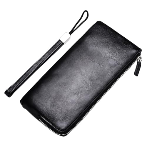 Healvian PU Geldbörse Herren Langformat mit Reißverschluss Schlankes Kartenetui Portable Clutch für Büro und Alltag Multifunktionale Geldtasche mit Organisiertem Innenfach Langlebig und von Healvian
