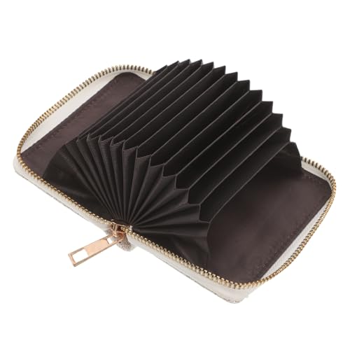 Healvian PU Kartenetui Damen mit Reißverschluss Vielseitiger Kartenorganizer Geldbörse Kleine Clutch Großes Fassungsvermögen und Langlebig Weiß von Healvian
