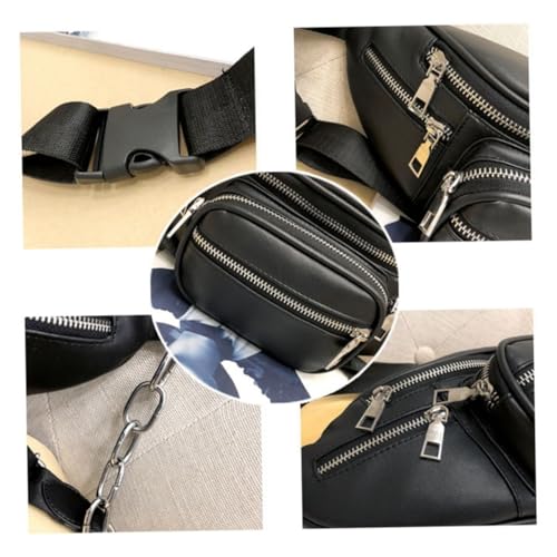 Healvian PU Retro Damen Chest Bag Multifunktionale Sling Umhängetasche Verstellbar Crossbody Tasche für Alltag Business Reisen Biking Schwarz von Healvian