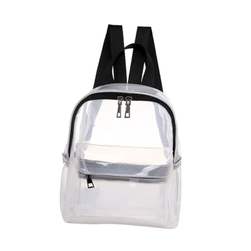 Healvian PVC-Rucksack Durchsichtig Leichter Damenrucksack Mit Reißverschlüssen Für Mädchen Und Junge Mädchen Wasserfeste Schultertasche Für Reisen Und Alltag Weiß von Healvian