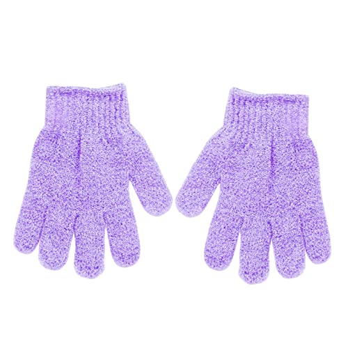 Healvian Paar Duschhandschuhe exfoliating glove exfoliate gloves duschearmatur hautpflege skincarepen scincare Peeling-Badehandschuhe ein Bad nehmen Badetuch Schlamm Handtuch Ärmel Violett von Healvian