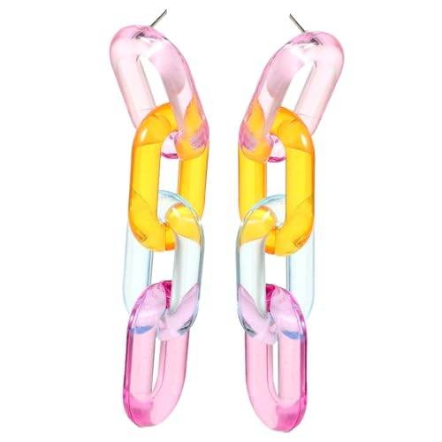 Healvian Paperclip Ohrhänger Damen Kettenohrringe Transparent Lange Drop Ohrringe Trendige Leichte Modeschmuck Für Alltag Party von Healvian