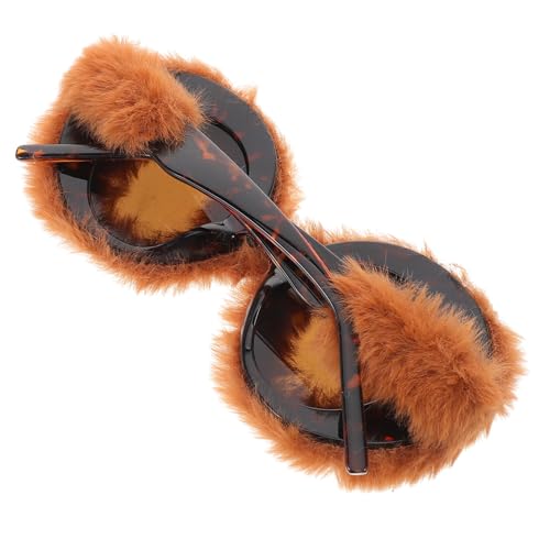 Healvian Runde Plüsch-sonnenbrille Für Damen Samtiger Braunton Weicher Komfort Uv-schutz Modisches Accessoire Für Partys Und Reisen von Healvian