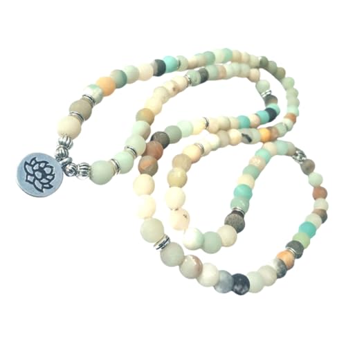 Healvian Perlen Armband Lotus Design aus Natürlichem Stein Perlen Schmuck für Damen und Herren Meditation Yoga Schmuck Halskette und Armband Elegant und Leicht von Healvian
