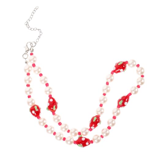Healvian Perlen Halskette mit Erdbeeranhänger für Frauen Choker Kette Stilvolle für Besondere Anlässe Perfektes Valentinstag oder Weihnachten von Healvian