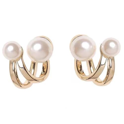 Healvian Perlen Ohrclips Damen Clip Ohrstecker Piercing Modischer Schmuck für Frauen und Teenager Weiße Perlen Ohrklemmen für Hochzeit Alltag von Healvian