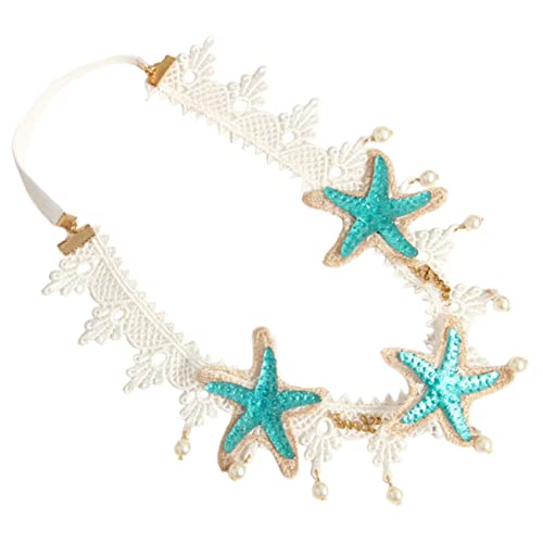 Healvian Perlen Seestern Stirnband mit Spitze Meerjungfrau Haarreif Eleganter Haarschmuck für Damen und Mädchen Geeignet für Party Hochzeit und Strand Komfortabel und Langlebig von Healvian