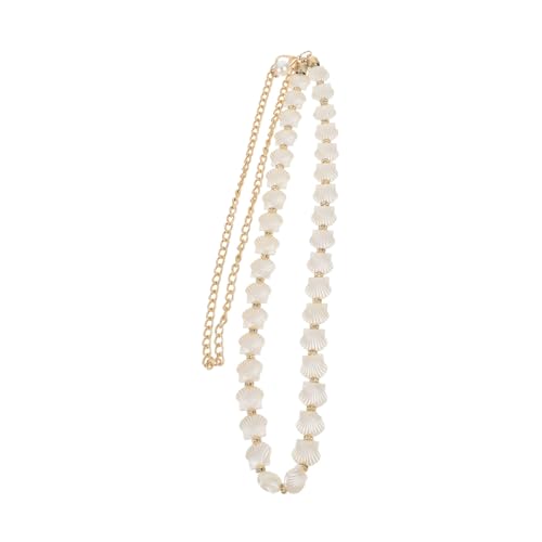 Healvian Perlen Taillenkette Damen Gürtel mit Muschel Anhänger Eleganter Kleid Schmuck für Party Strand und Alltag Leichtes Modeschmuck Accessoire Weiß von Healvian