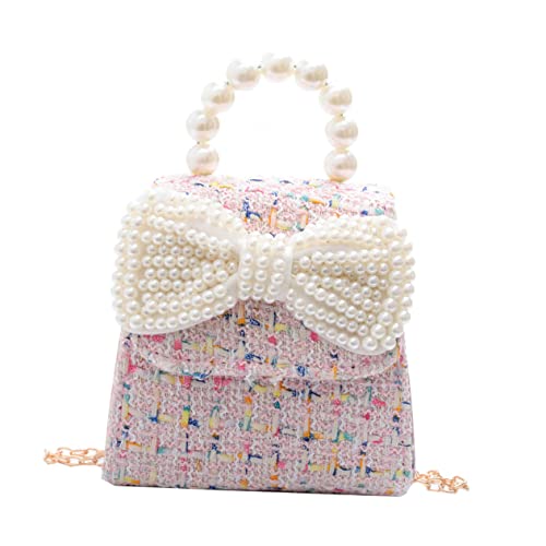 Healvian Kleine Mädchen Handtasche Mit Kordelknoten Umhängetasche Perlengriff Für Persönliche Gegenstände von Healvian