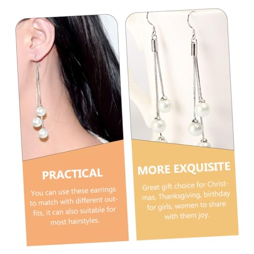 Healvian Perlen ohrringe mit Tassel Leichte Lange Ohrhänger für Mädchen und Teenager Modische Schmuckaccessoires Hautfreundlich und Angenehm zu Tragen Weißgoldfarben von Healvian