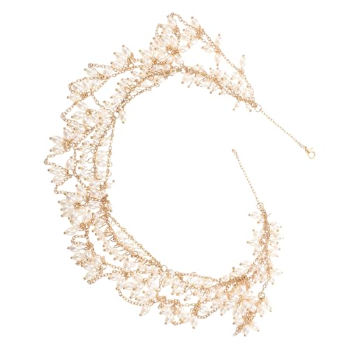 Healvian Brautkette Mit Perlen Und Anhängern Stirnkette Für Damen Hochzeitsschmuck Aus Damenschmuck Im Vintage-stil Einzigartige Kopfschmuck Für Besondere Anlässe von Healvian