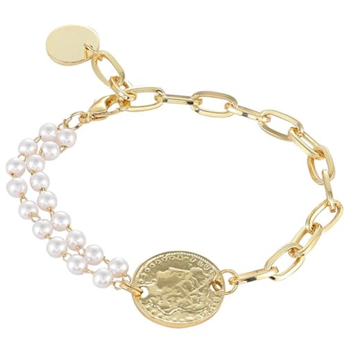 Healvian Personalisierte Damen Armband mit Perlen und Kette Kreatives Asymmetrisches Design Langlebiges Material Modisches Schmuckstück für Geburtstag Valentinstag Alltag und Besondere von Healvian