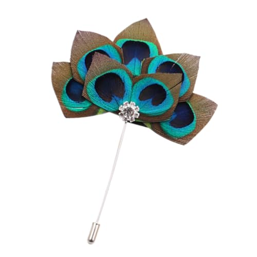 Healvian Pfauenfeder Brosche aus Anstecknadel im Ethno Stil Vielseitiges Damen Accessoire Eleganter Schmuck für Kleidung und Geschenkideen von Healvian