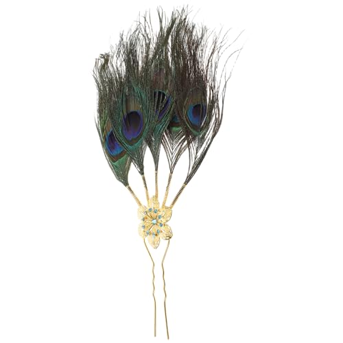 Healvian Pfauenfeder Haarnadel Für Hochzeit Vintage Haarschmuck Metall Und Stoff Stilvolles Design Für Frauen Hochzeitsaccessoires von Healvian