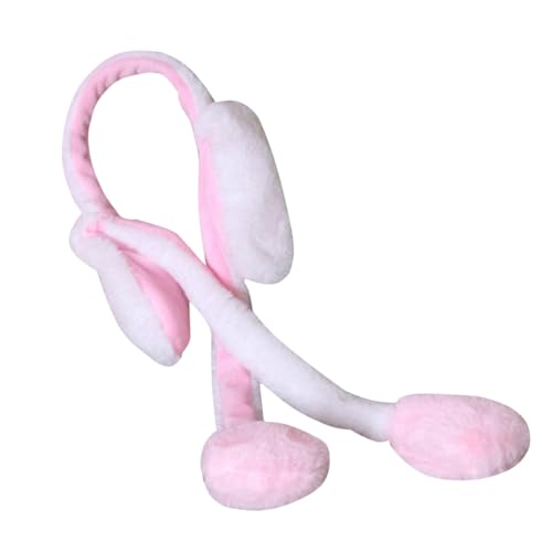 Healvian Bewegliches Plüsch-haarband Mit Hasenohren Tierohren-kopfbedeckung Für Mädchen Haarschlaufe in Rosa Und Weiß Für Partys Und Cosplay von Healvian