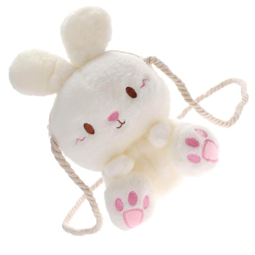 Healvian Plüsch Hasentasche Weiß Flauschige Umhängetasche Damen Cartoon Bunny Schultertasche für Winter Tasche mit Mittelgroßem Fassungsvermögen für Alltag Schule Reisen von Healvian