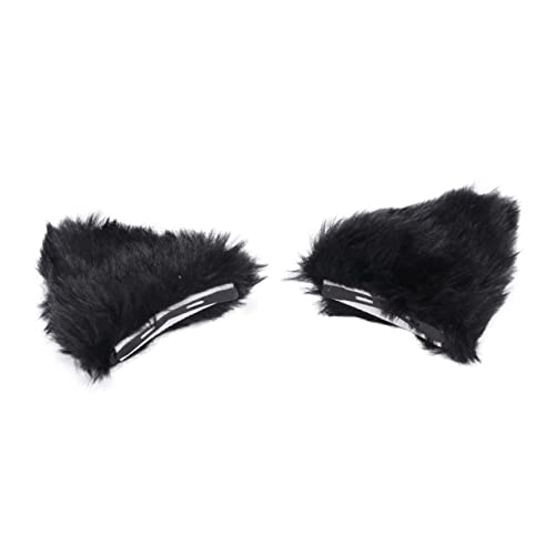 Healvian Plüsch Katzenohren Haarspangen Schwarz Weiche Cosplay Haarschmuck Clips Leicht und für Halloween Kostüm Party Karneval und Verkleidung von Healvian