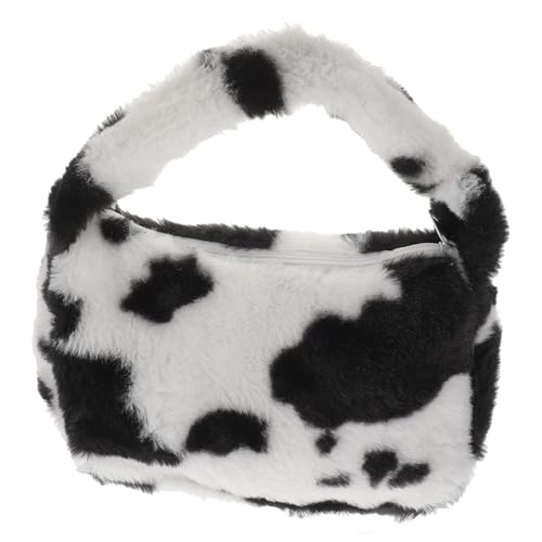 Healvian Plüsch Kuhfell Umhängetasche Damen Kuschelig Weiche Handtasche Klein Leicht Für Alltag Party Schlüssel Lippenstift von Healvian