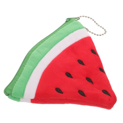 Healvian Plüsch Münzportemonnaie Wassermelone Schlüsselanhänger Geldbörse Damen Mini Portemonnaie mit Reißverschluss Weiches Cartoon Design Tragbar Komfortabel Wallet Münzfach von Healvian