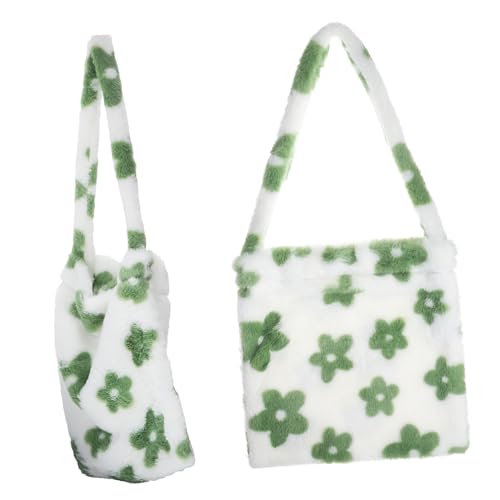 Healvian Plüsch Schultertasche Damen Große Kuschelige Umhängetasche Blumenform Weiche Handtasche Vielseitig Tragbar Für Alltag Shopping Reisen von Healvian